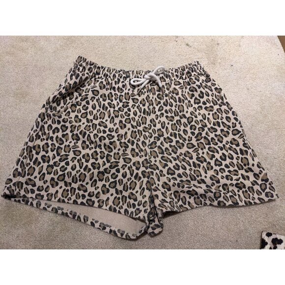 🐆 EGREIS Leopard Print drawstring pajama shorts with pockets Glamcore Size L - Picture 1 of 4